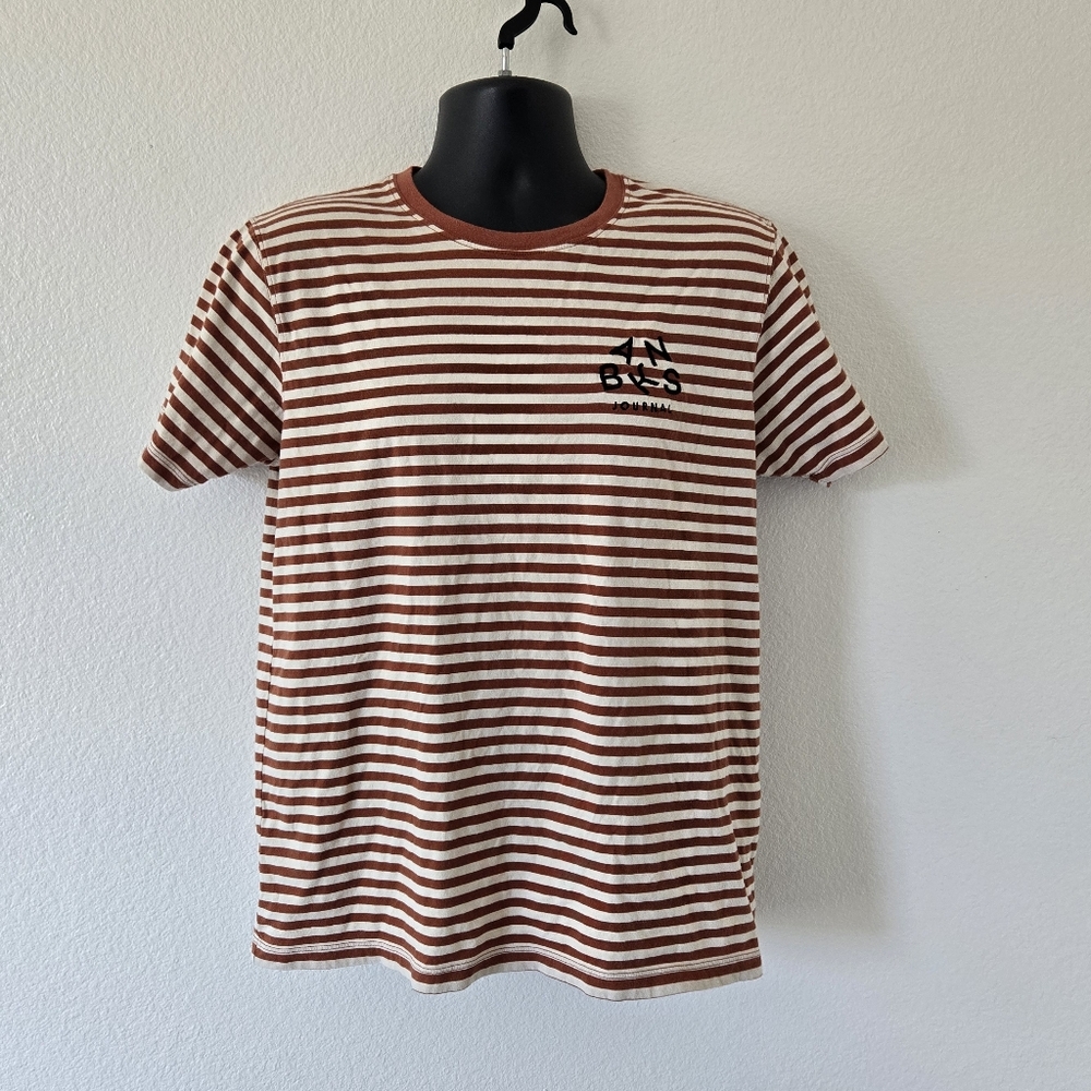 Banks Journal Mens T-Shirt‎ size Small 100% Organic Cotton Striped Casual Tee